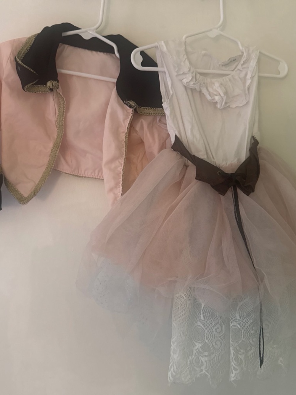 Pottery Barn Kids Blush Pink Tulle Dress with White Ruffled Bodice and Brown Bow